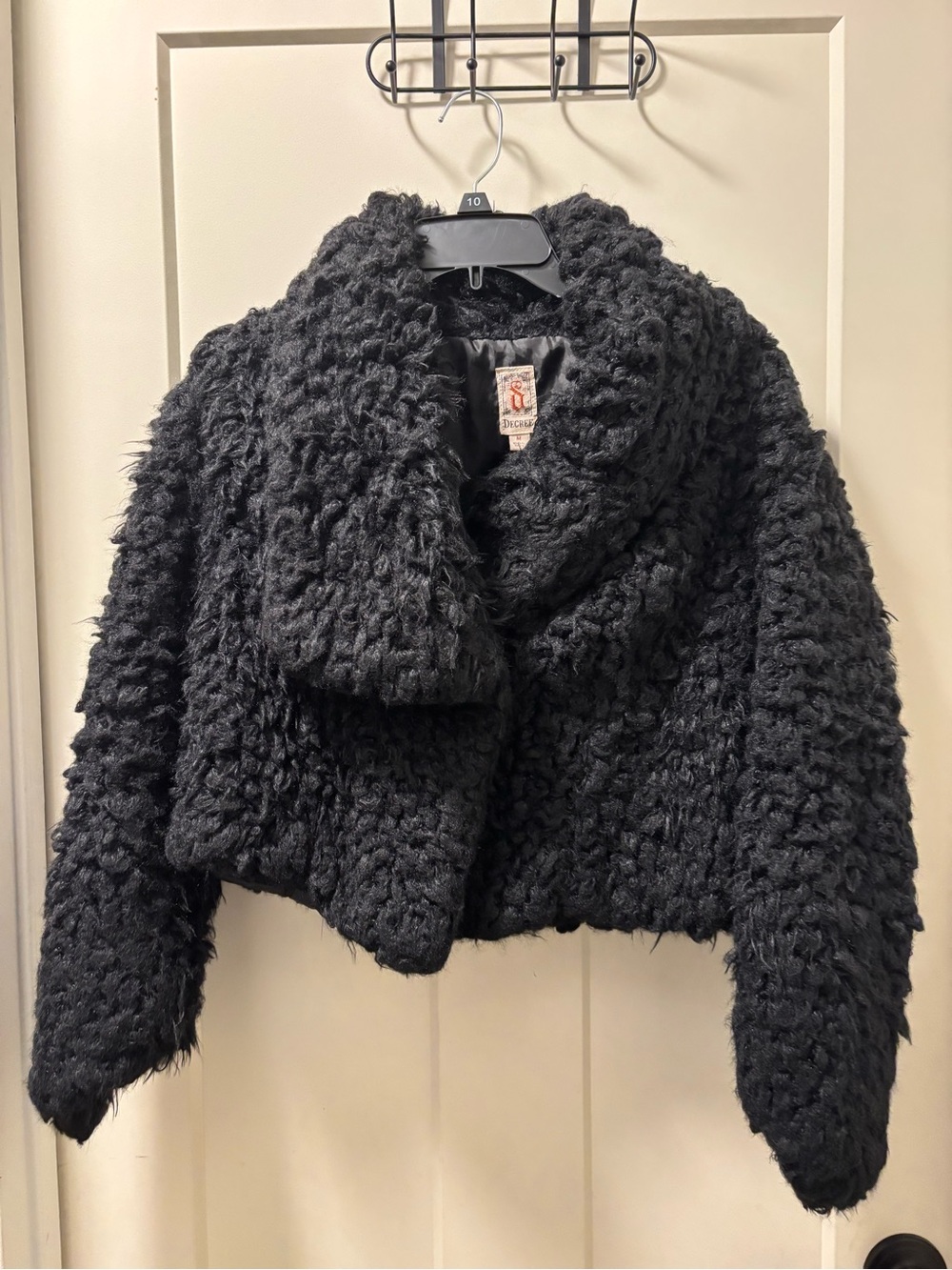 Decree Black Faux Sherpa Cropped Jacket